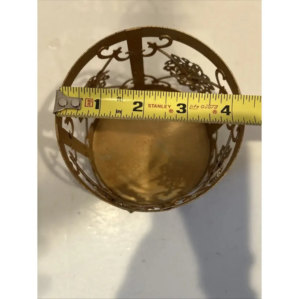 Pier 1 Brushed/ Antiqued Gold Embellished Candle Holder